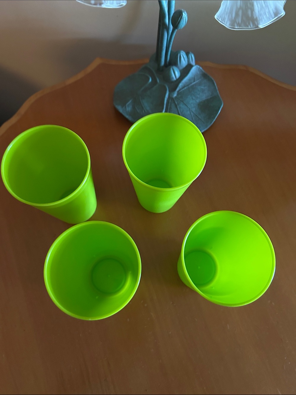 Bright Lime Green Plastic Drinking Cups - Set of 4